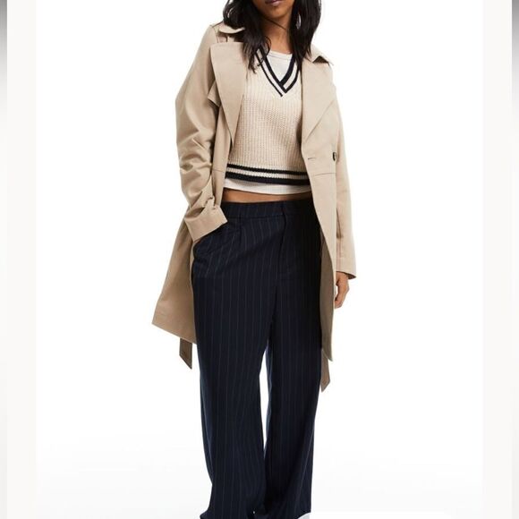 H&M Divided Cotton Trench Coat Tan Color - Picture 1 of 14